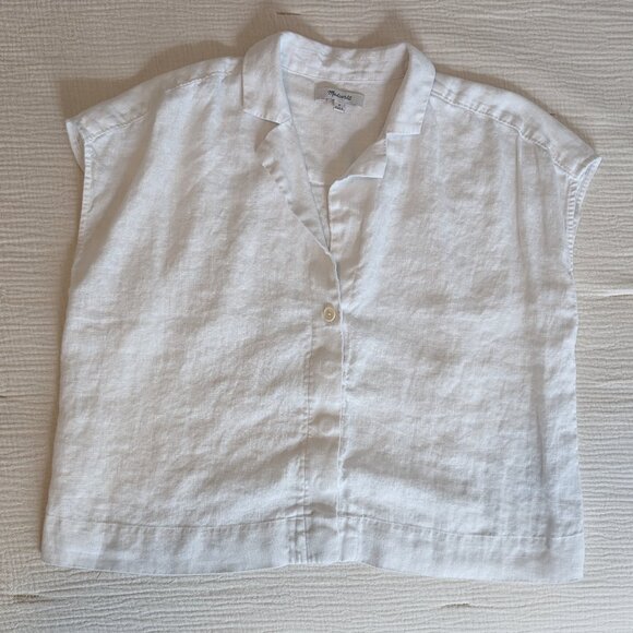 Madewell Boxy Cap-Sleeve Shirt in 100% Linen - Picture 4 of 5